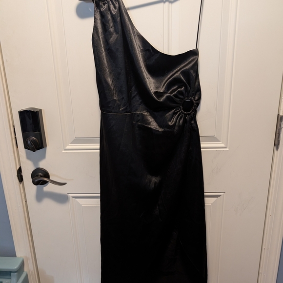 French Connection Womena One Shoulder Elegant Black Midi Dress Size 10 - Picture 2 of 6